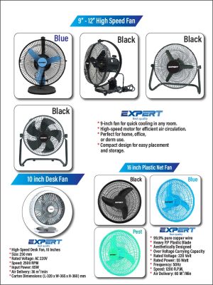 10 Inch SS High Speed Fan Black Color
