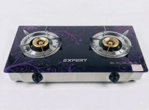Glass Double Gas Stove Megenta