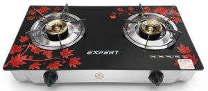 Glass Double Gas Stove Red