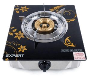 Glass Single Gas Stove Yellow