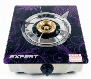 Glass Single Gas Stove Megenta