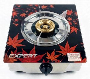 Glass Single Gas Stove Red